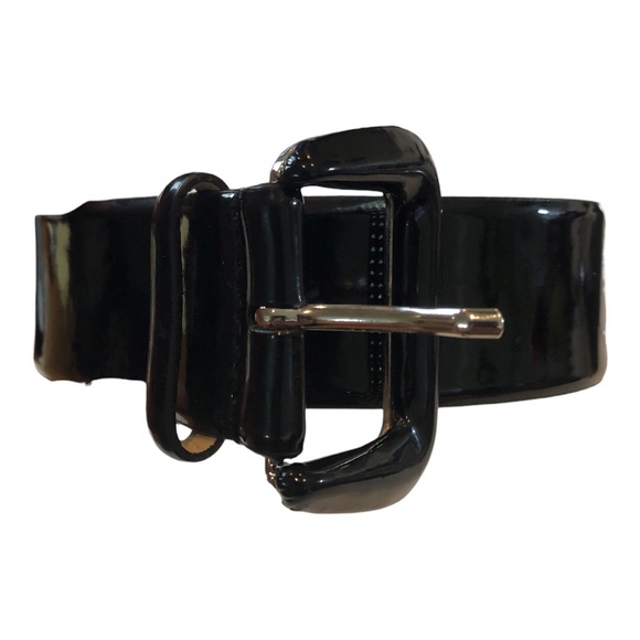 Another Line Inc Belt Women sz S Black Patent Leather Metal Buckle 2” Wide NWOT - Picture 6 of 13